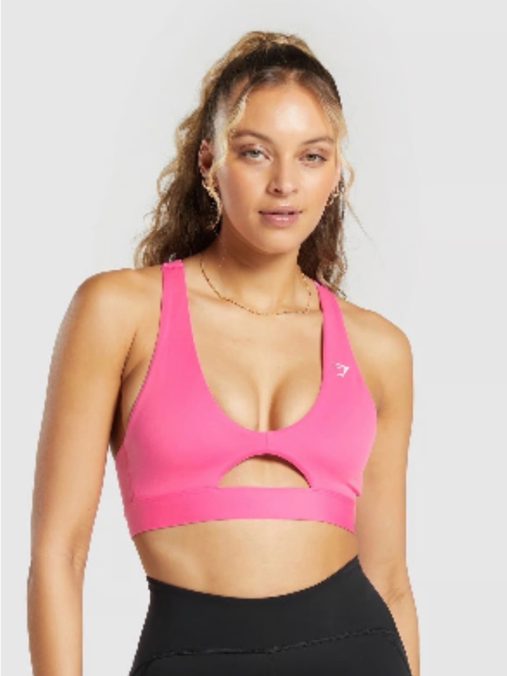 Hot Pink peek a boo Cross-Back Sports Bra